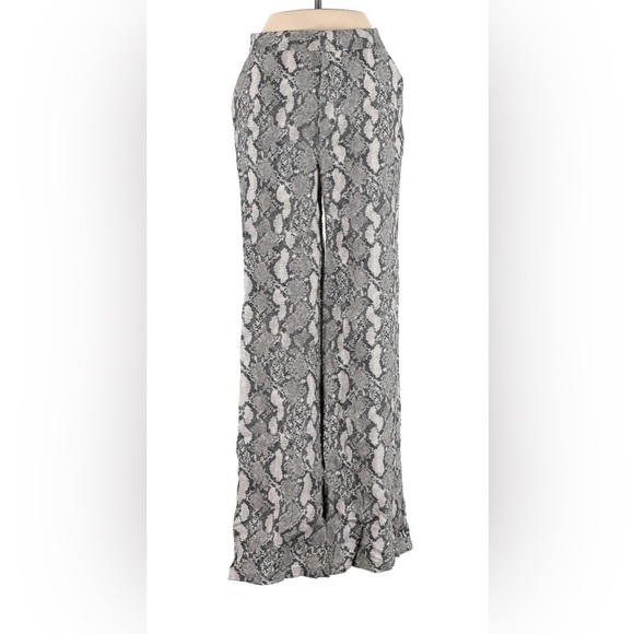 H&M NWT Size 8 Gray & Cream Snakeskin Print High Waist Wide Leg Pants - Picture 1 of 10
